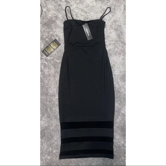 bebe black midi dress Faux Leather Midi Dress – bebe